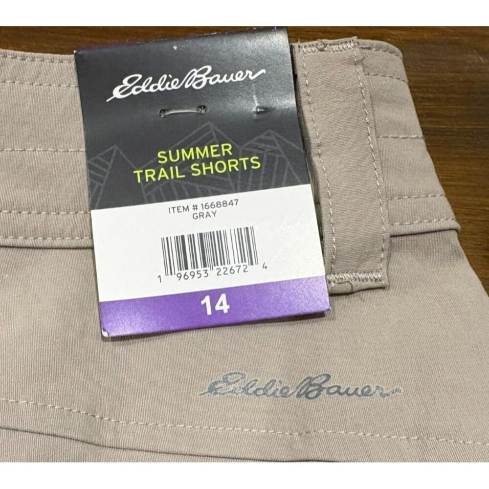 Eddie Bauer Shorts Women’s Size 14 Summer Trail Khaki Nylon Blend 5 Pocket NWT - Picture 9 of 11